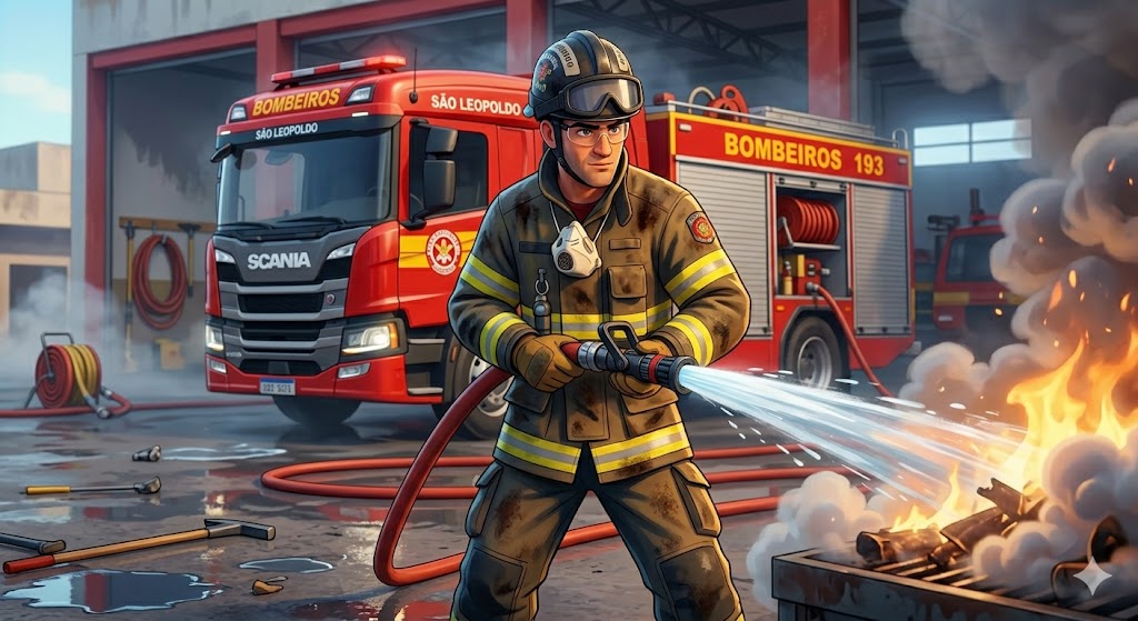 O mesmo personagem segura delicadamente uma pequena rosa vermelha, criando um contraste poético entre a vivacidade da flor e o seu mundo melancólico.